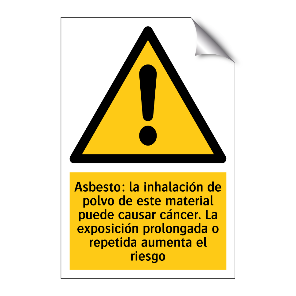 Asbesto: la inhalación de polvo de este material puede causar cáncer. La exposición prolongada o repetida aumenta el riesgo