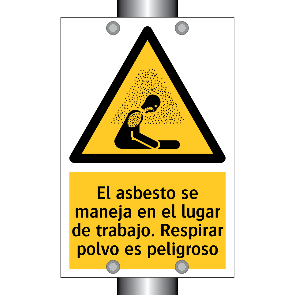 El asbesto se maneja en el lugar de trabajo. Respirar polvo es peligroso