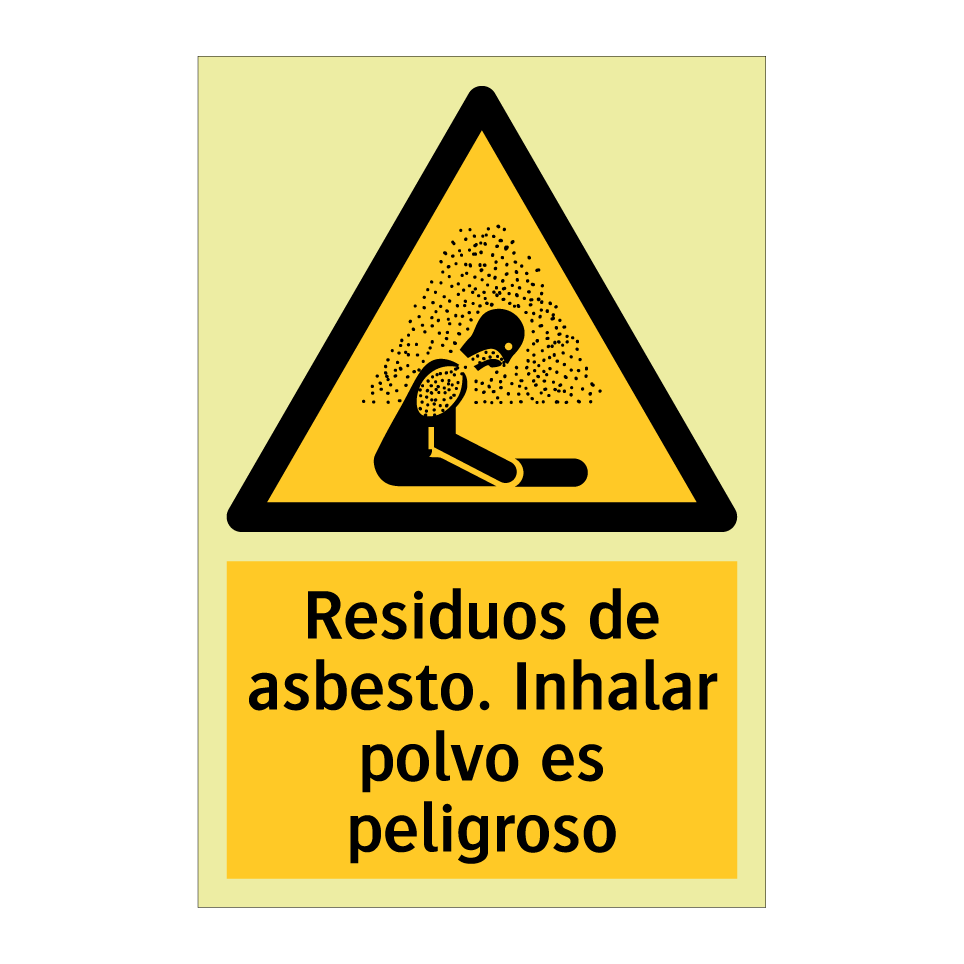 Residuos de asbesto. Inhalar polvo es peligroso
