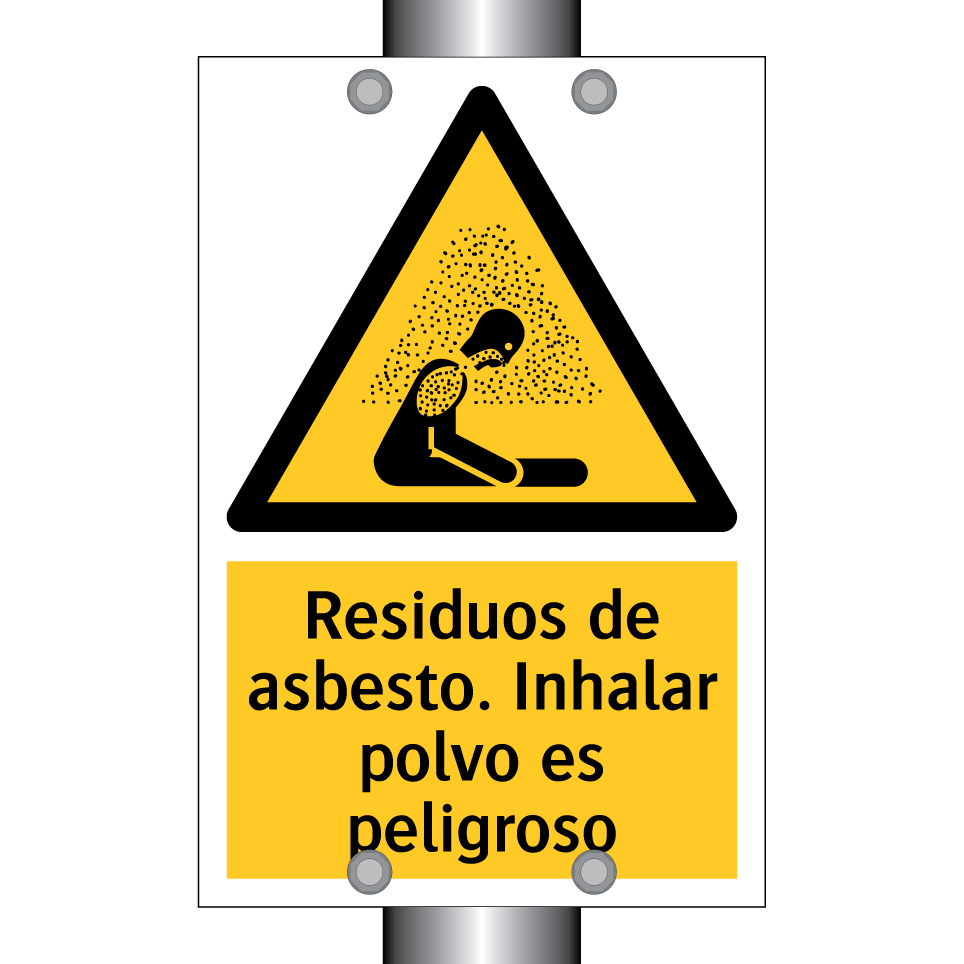 Residuos de asbesto. Inhalar polvo es peligroso