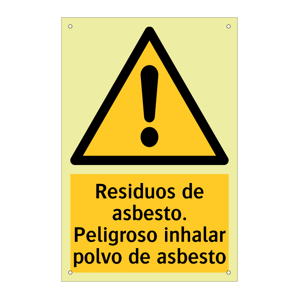 Residuos de asbesto. Peligroso inhalar polvo de asbesto