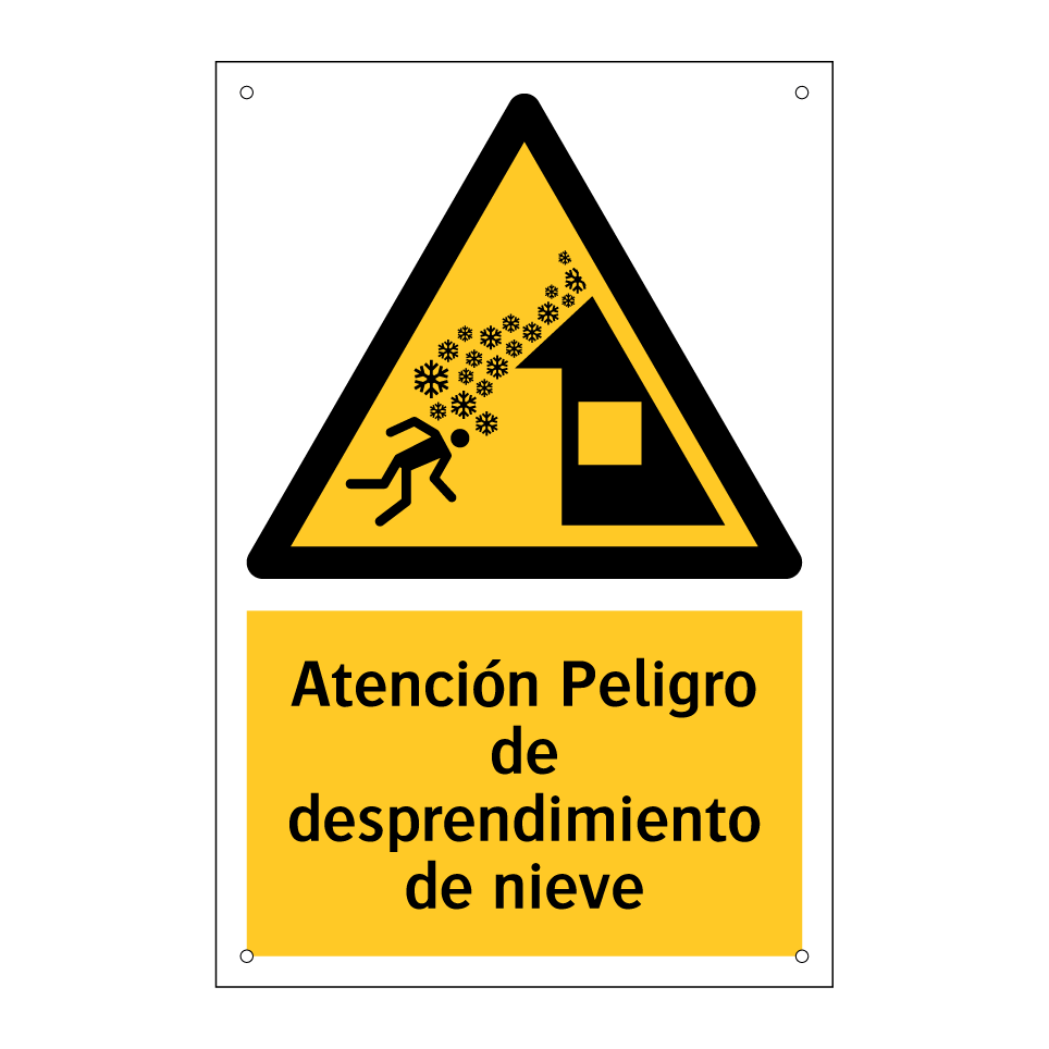Atención Peligro de desprendimiento de nieve