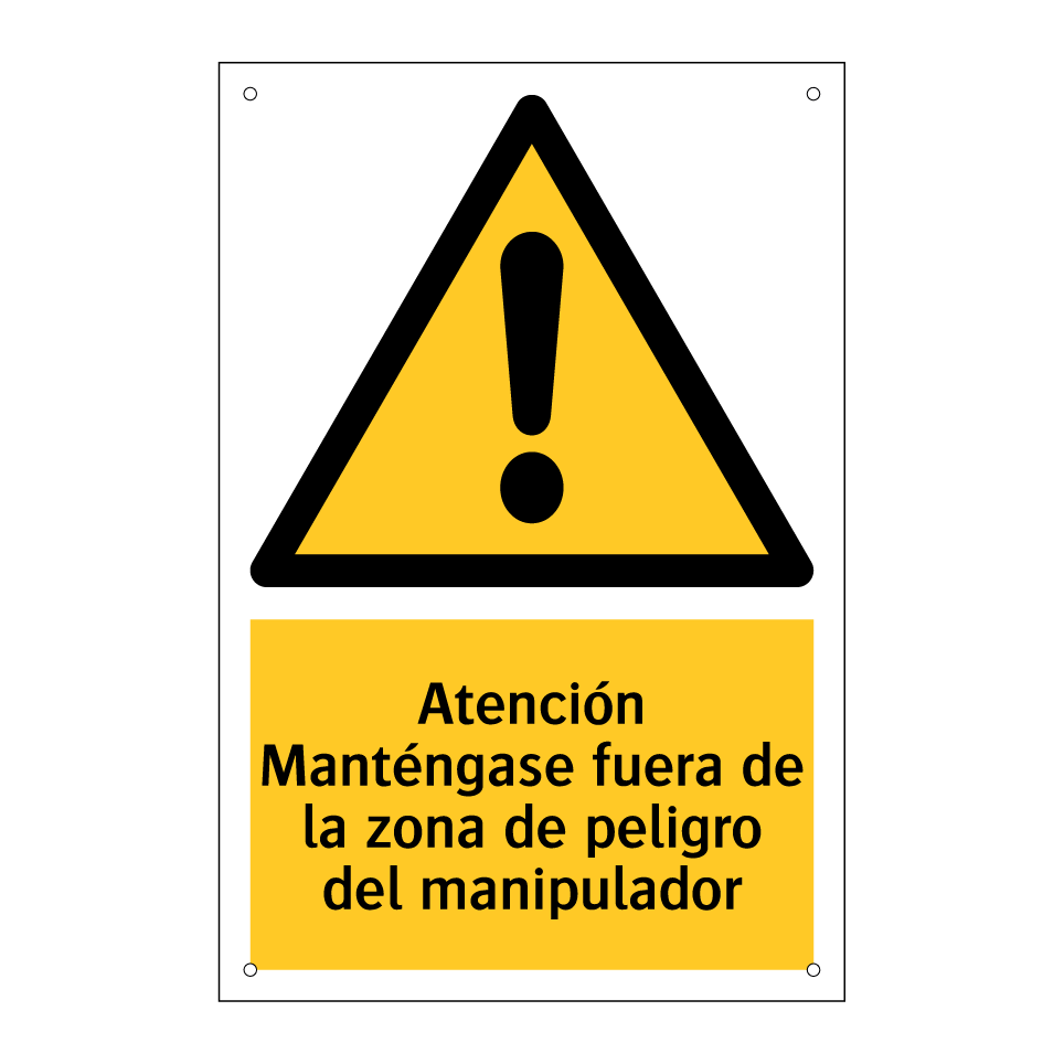 Atención Manténgase fuera de la zona de peligro del manipulador