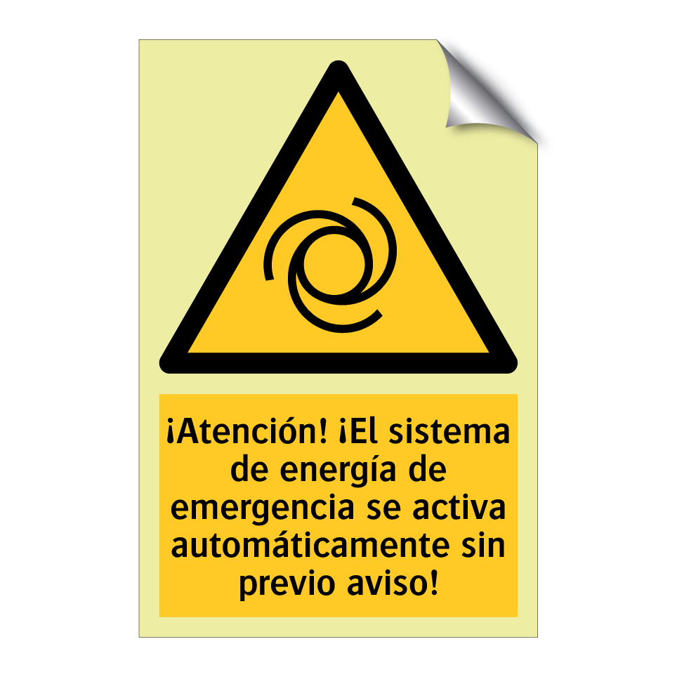 ¡Atención! ¡El sistema de energía de emergencia se activa automáticamente sin previo aviso!