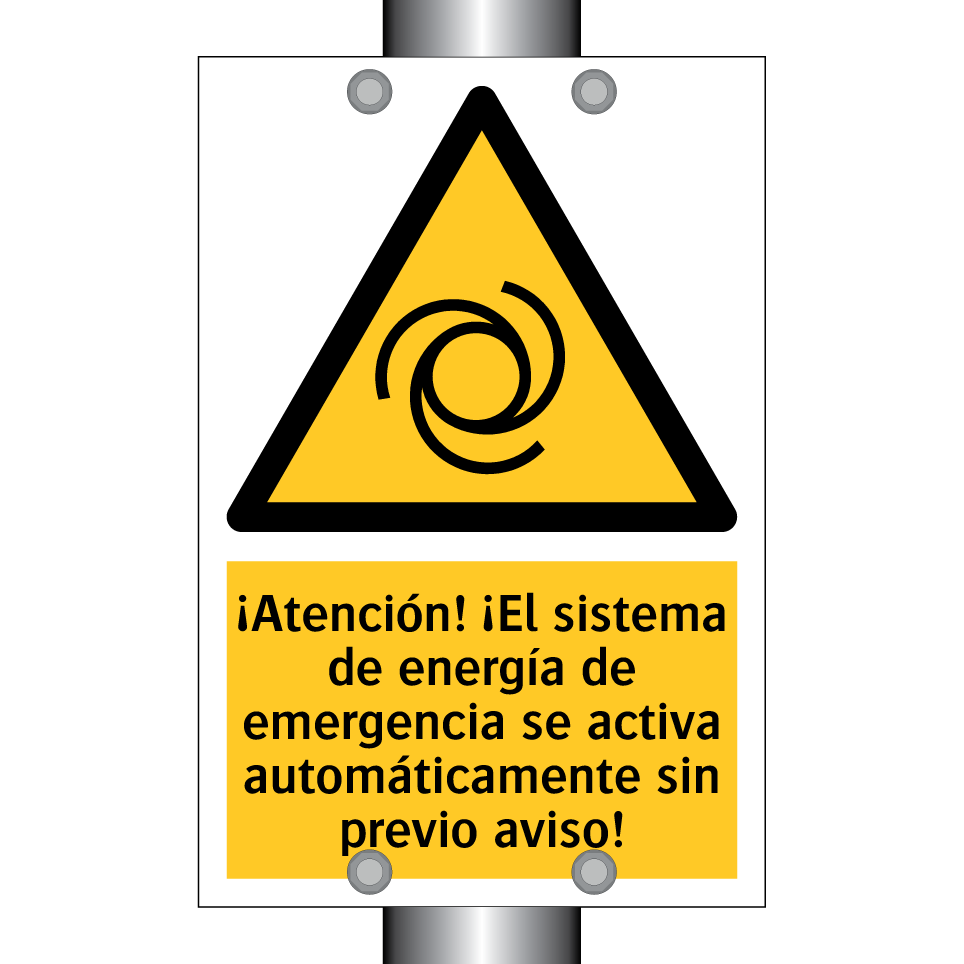 ¡Atención! ¡El sistema de energía de emergencia se activa automáticamente sin previo aviso!