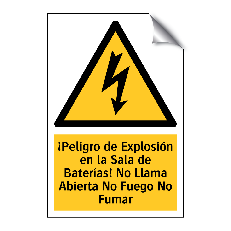 ¡Peligro de Explosión en la Sala de Baterías! No Llama Abierta No Fuego No Fumar