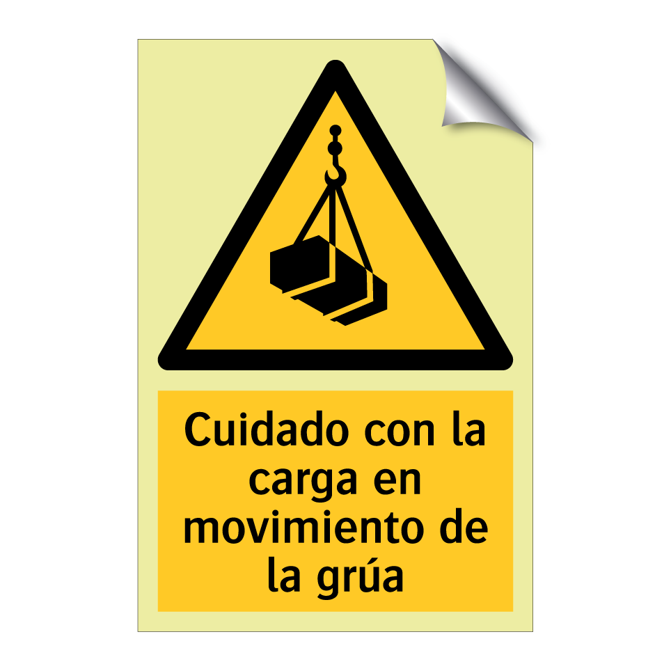 Cuidado con la carga en movimiento de la grúa