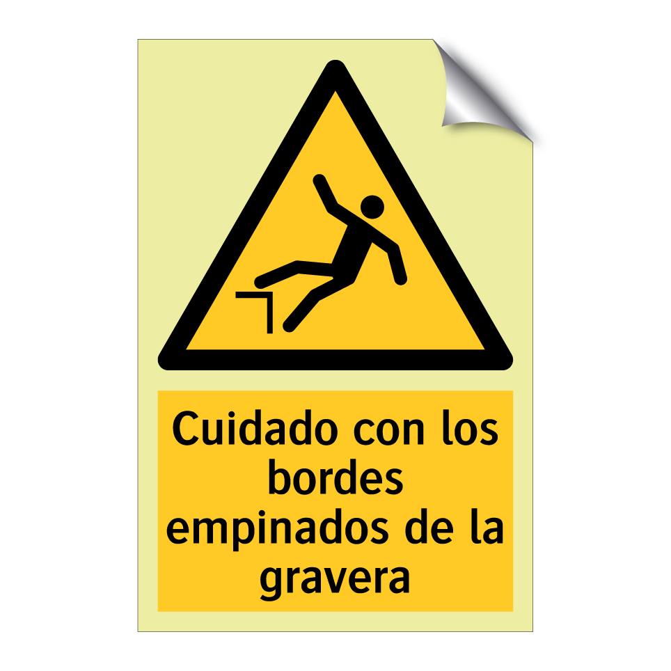 Cuidado con los bordes empinados de la gravera