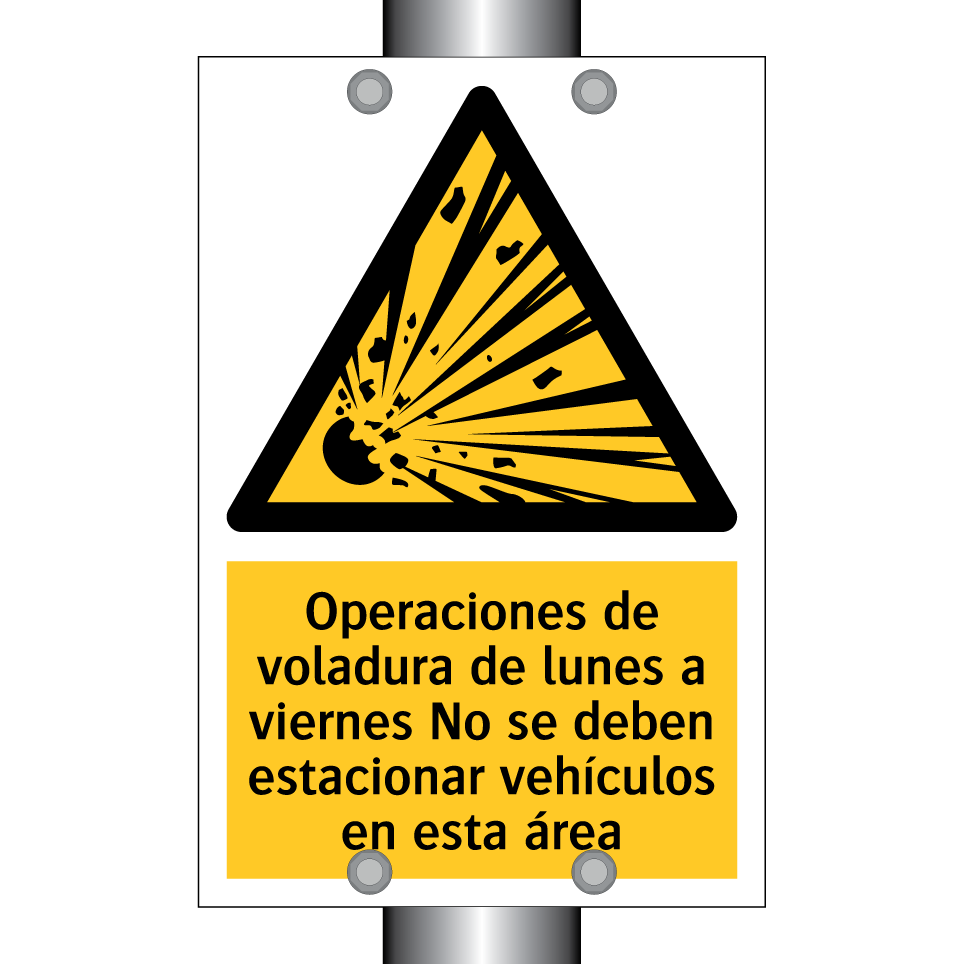 Operaciones de voladura de lunes a viernes No se deben estacionar vehículos en esta área