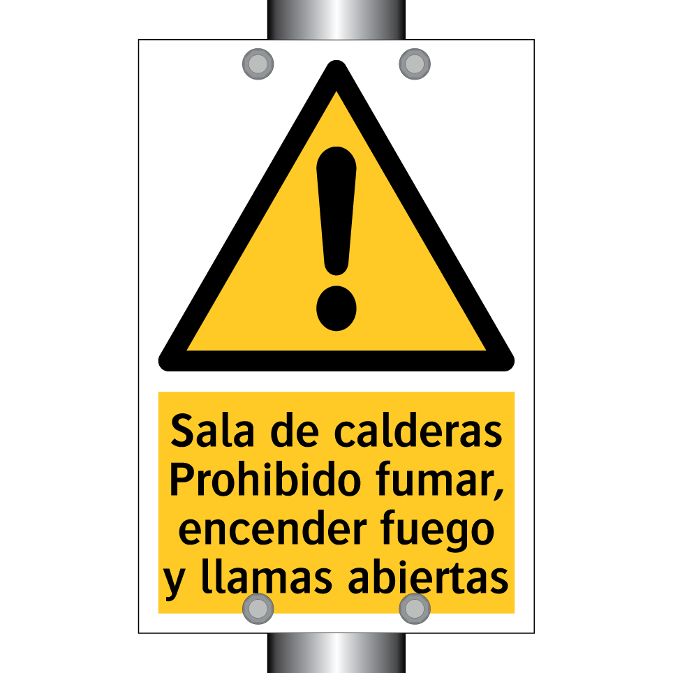 Sala de calderas Prohibido fumar, encender fuego y llamas abiertas