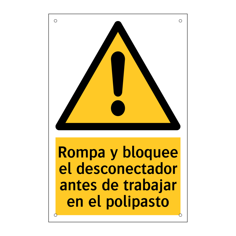 Rompa y bloquee el desconectador antes de trabajar en el polipasto