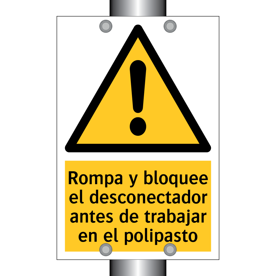 Rompa y bloquee el desconectador antes de trabajar en el polipasto