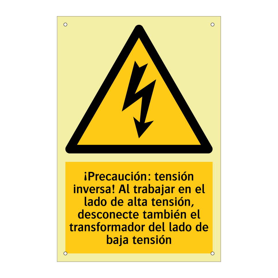 ¡Precaución: tensión inversa! Al trabajar en el lado de alta tensión, desconecte también el transformador del lado de baja tensión