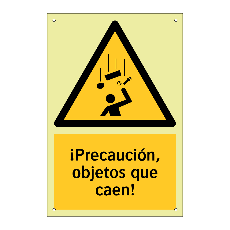 ¡Precaución, objetos que caen!