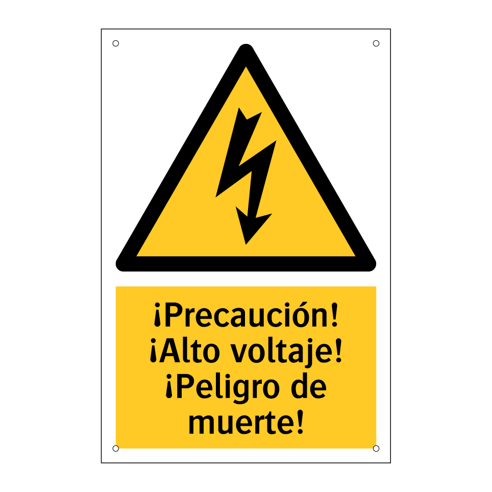 ¡Precaución! ¡Alto voltaje! ¡Peligro de muerte!