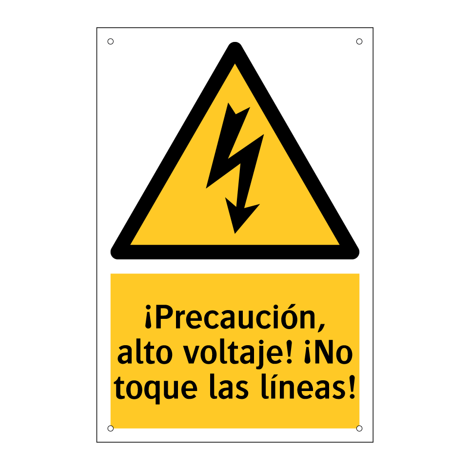 ¡Precaución, alto voltaje! ¡No toque las líneas!