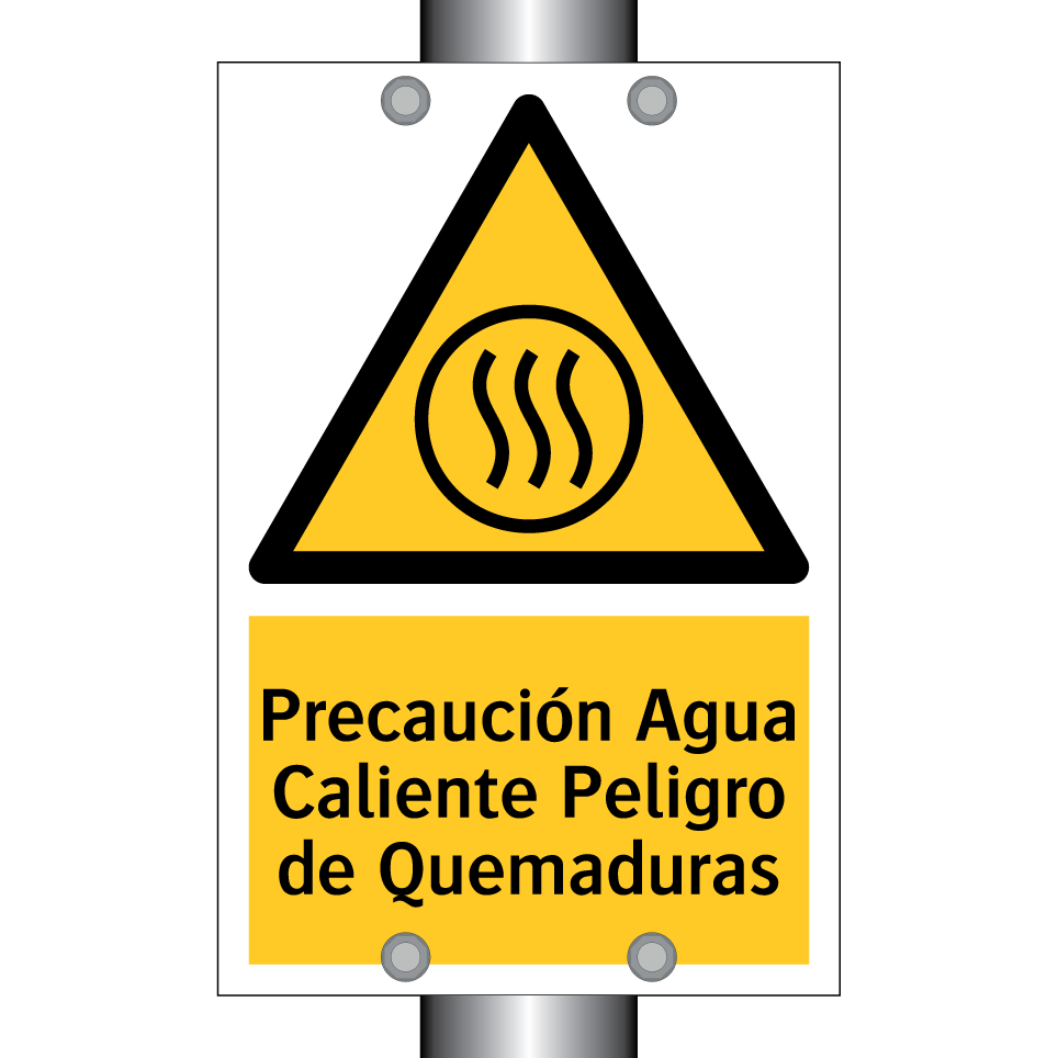 Precaución Agua Caliente Peligro de Quemaduras
