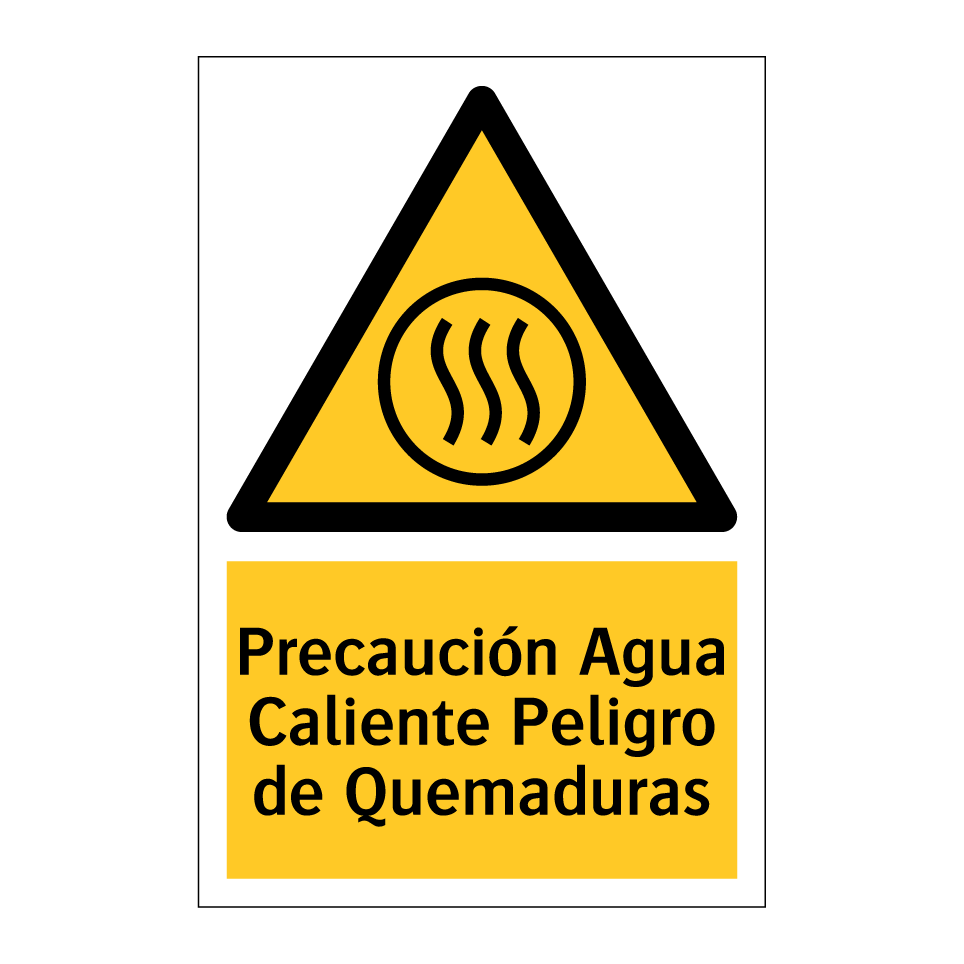 Precaución Agua Caliente Peligro de Quemaduras