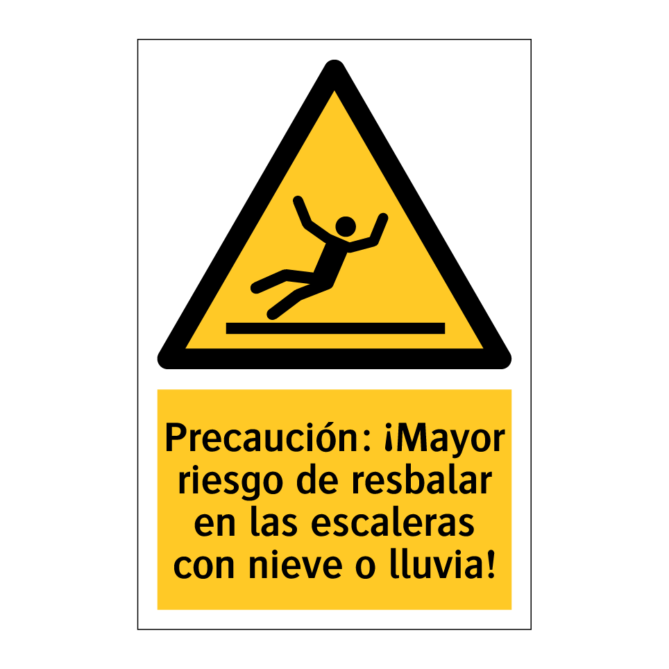 Precaución: ¡Mayor riesgo de resbalar en las escaleras con nieve o lluvia!
