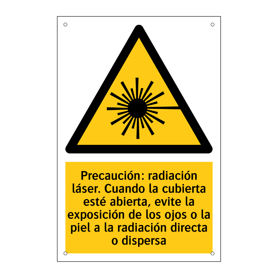 Precaución: radiación láser. Cuando la cubierta esté abierta, evite la exposición de los ojos o la piel a la radiación directa o dispersa