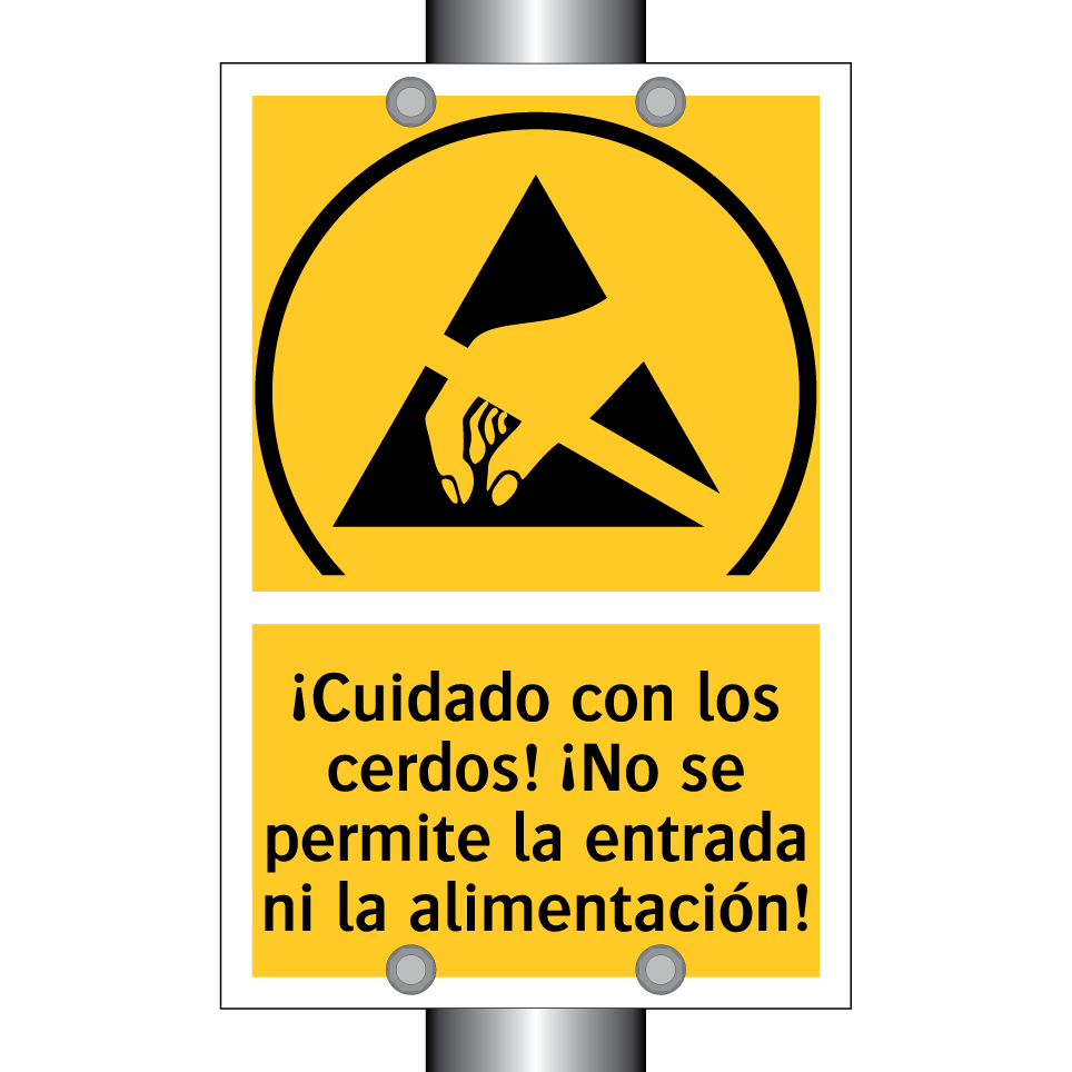 ¡Cuidado con los cerdos! ¡No se permite la entrada ni la alimentación!