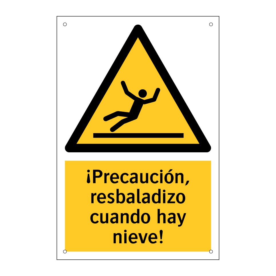 ¡Precaución, resbaladizo cuando hay nieve!