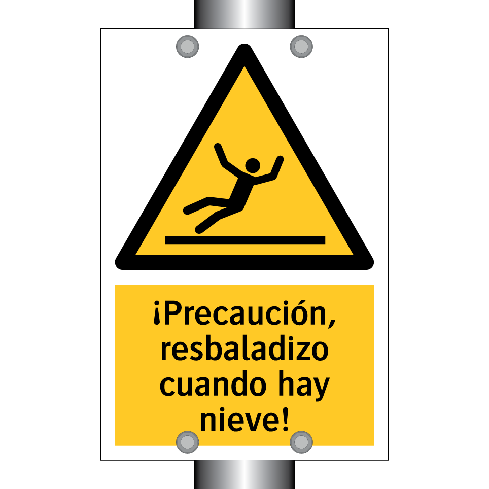 ¡Precaución, resbaladizo cuando hay nieve!