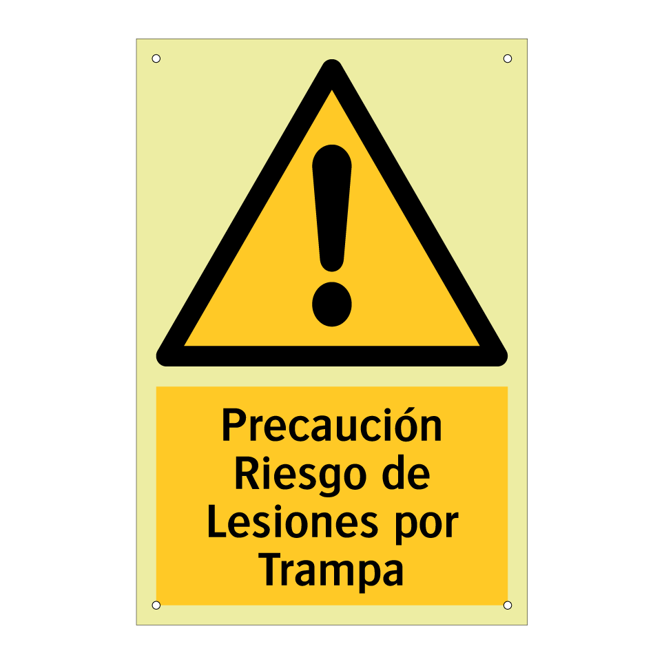 Precaución Riesgo de Lesiones por Trampa