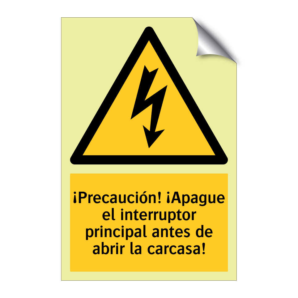 ¡Precaución! ¡Apague el interruptor principal antes de abrir la carcasa!