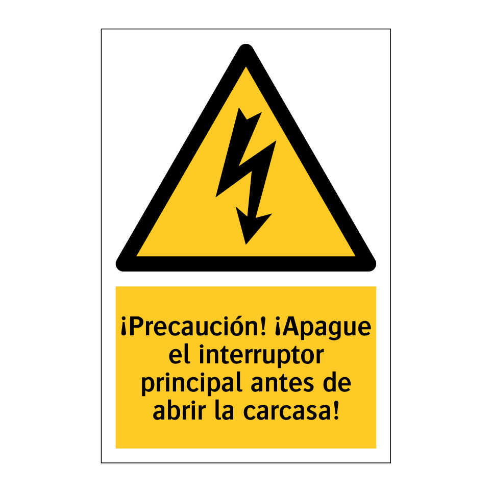 ¡Precaución! ¡Apague el interruptor principal antes de abrir la carcasa!