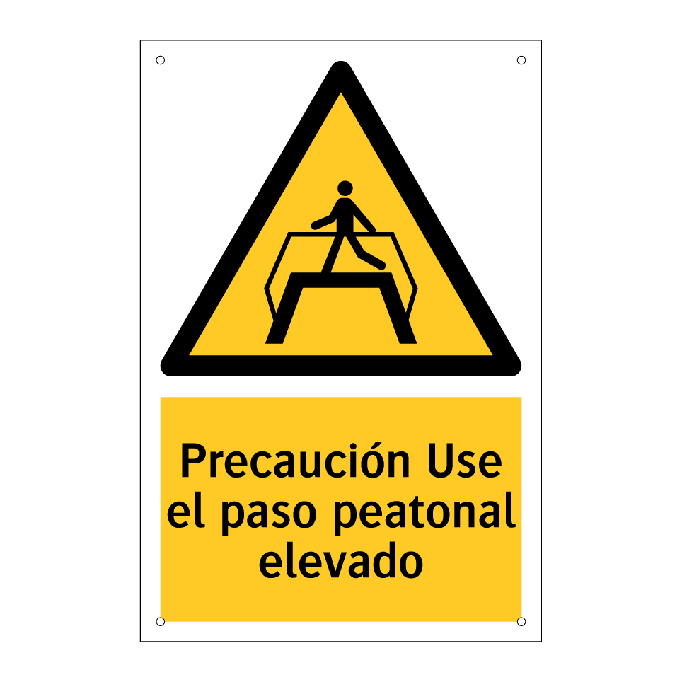 Precaución Use el paso peatonal elevado