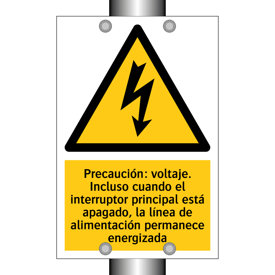 Precaución: voltaje. Incluso cuando el interruptor principal está apagado, la línea de alimentación permanece energizada