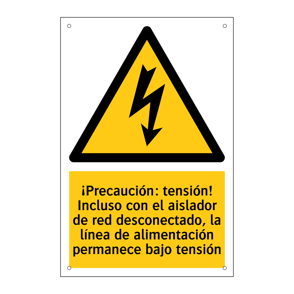 ¡Precaución: tensión! Incluso con el aislador de red desconectado, la línea de alimentación permanece bajo tensión