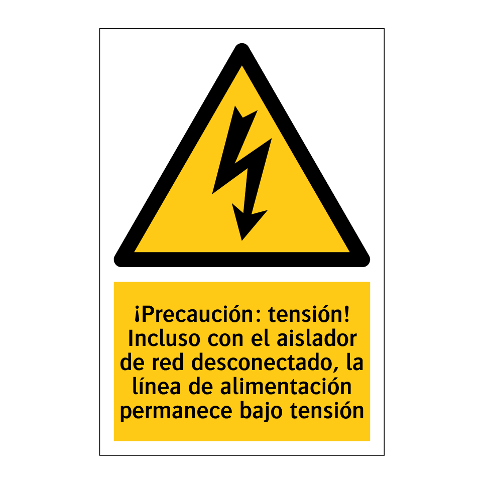 ¡Precaución: tensión! Incluso con el aislador de red desconectado, la línea de alimentación permanece bajo tensión