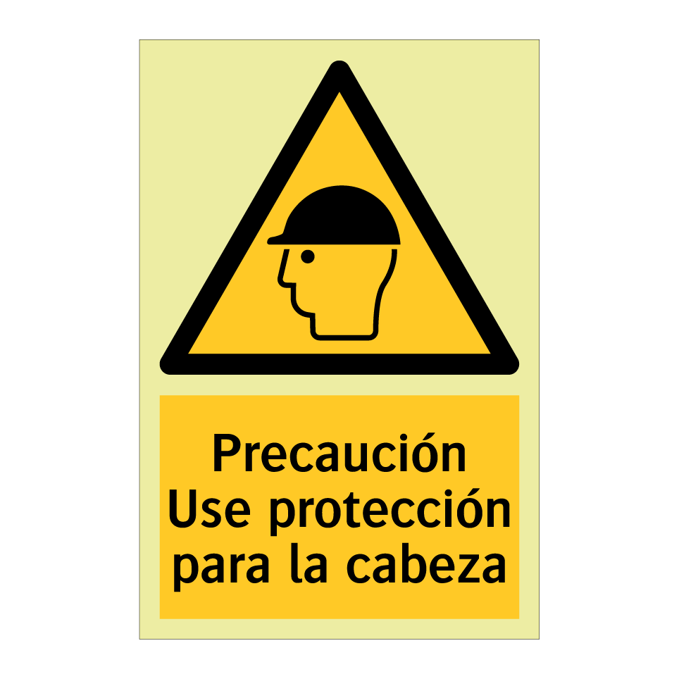 Precaución Use protección para la cabeza