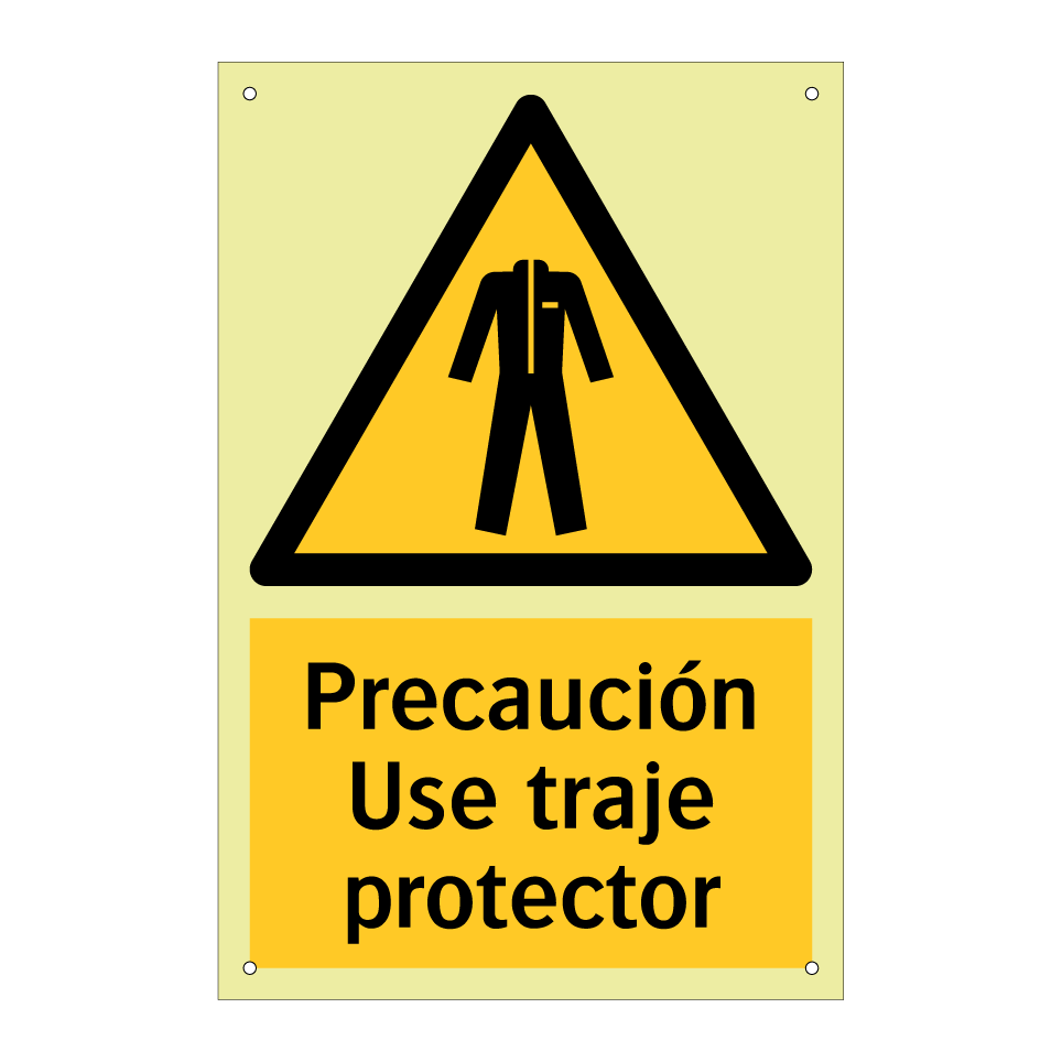 Precaución Use traje protector