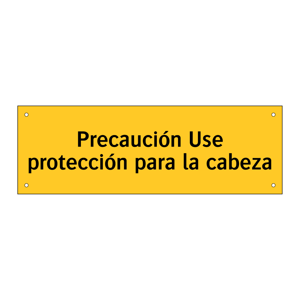 Precaución Use protección para la cabeza