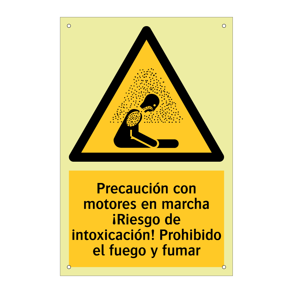 Precaución con motores en marcha ¡Riesgo de intoxicación! Prohibido el fuego y fumar