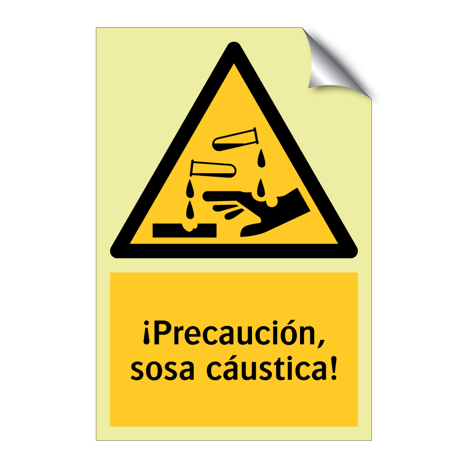 ¡Precaución, sosa cáustica!