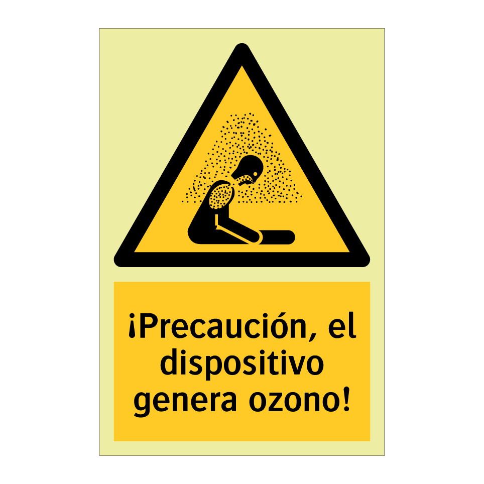 ¡Precaución, el dispositivo genera ozono!