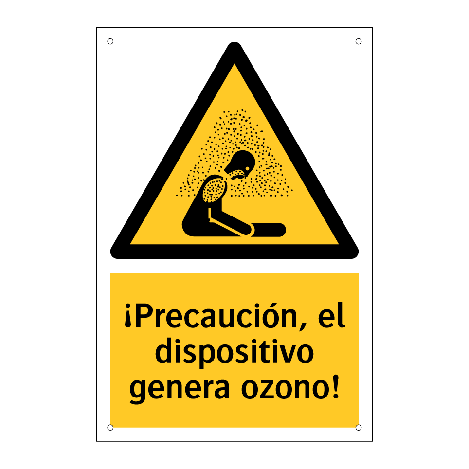 ¡Precaución, el dispositivo genera ozono!
