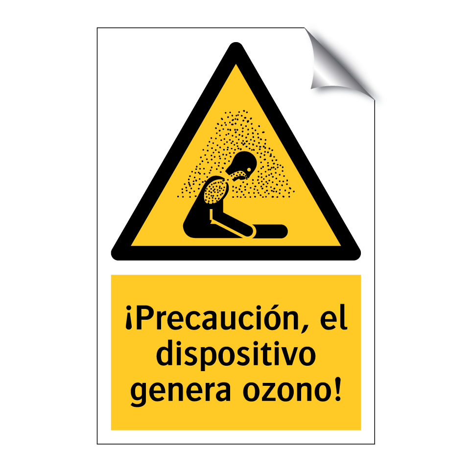 ¡Precaución, el dispositivo genera ozono!