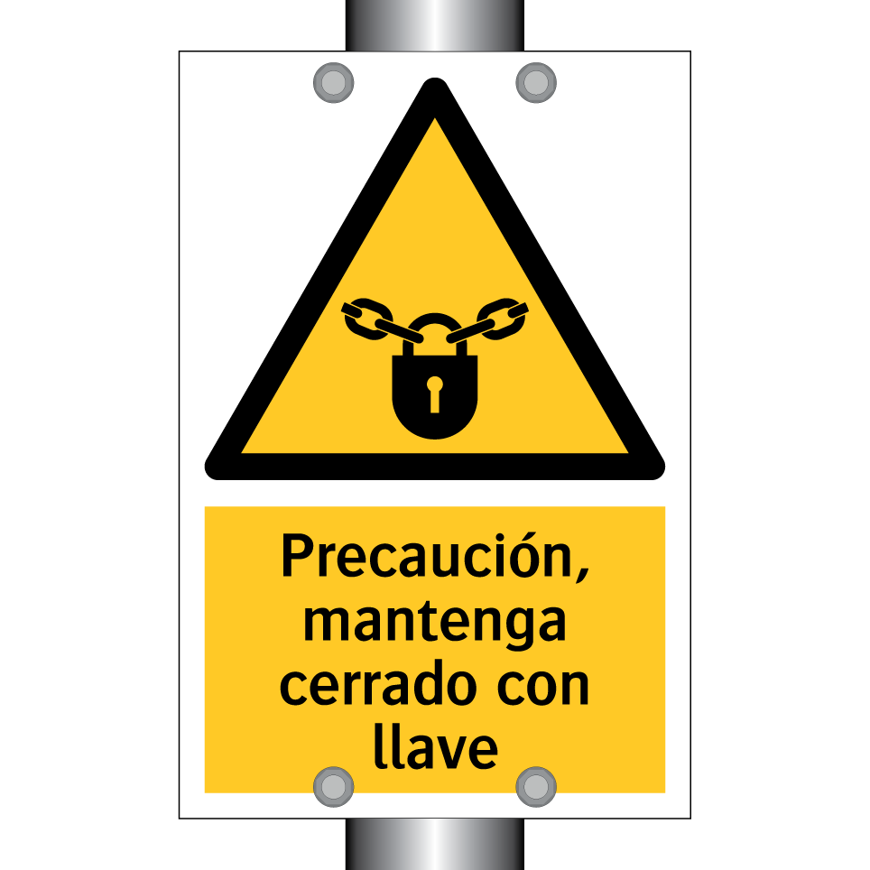Precaución, mantenga cerrado con llave