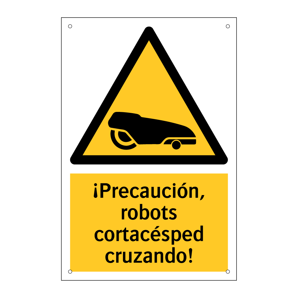 ¡Precaución, robots cortacésped cruzando!