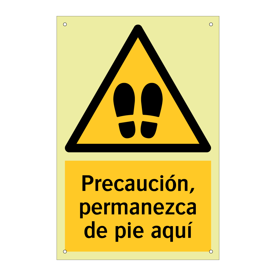 Precaución, permanezca de pie aquí
