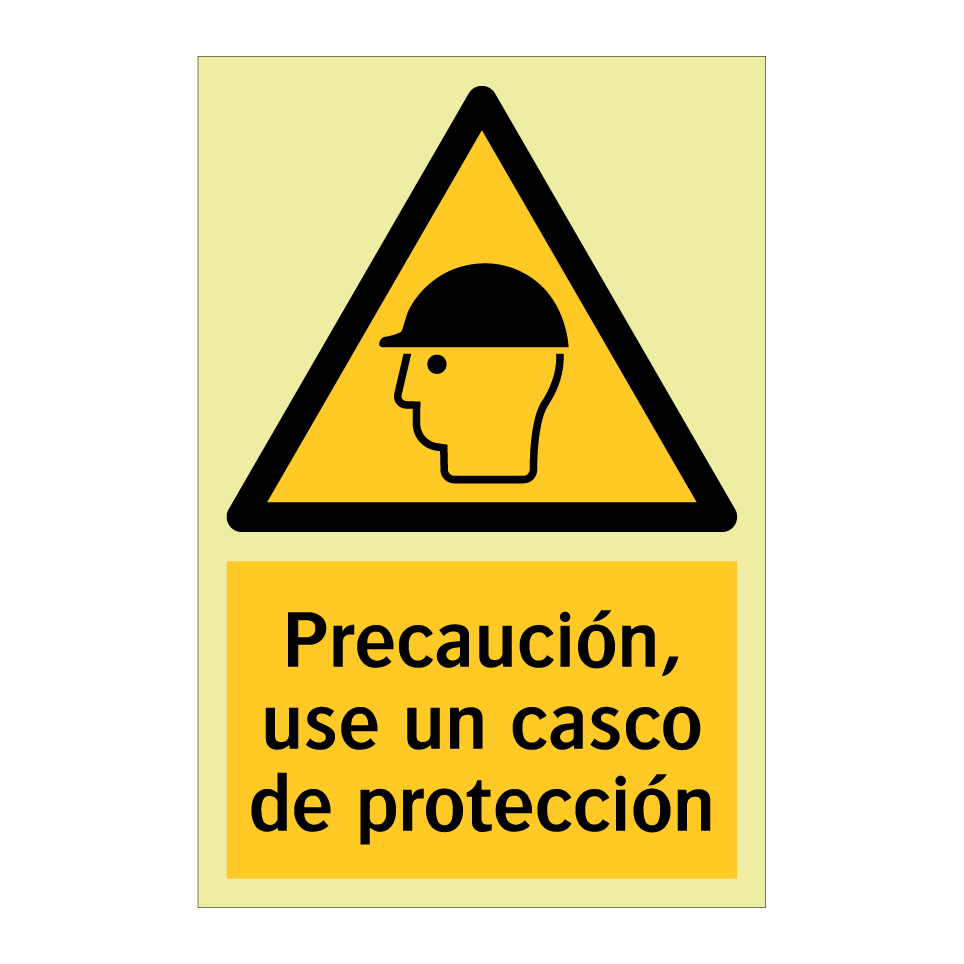 Precaución, use un casco de protección