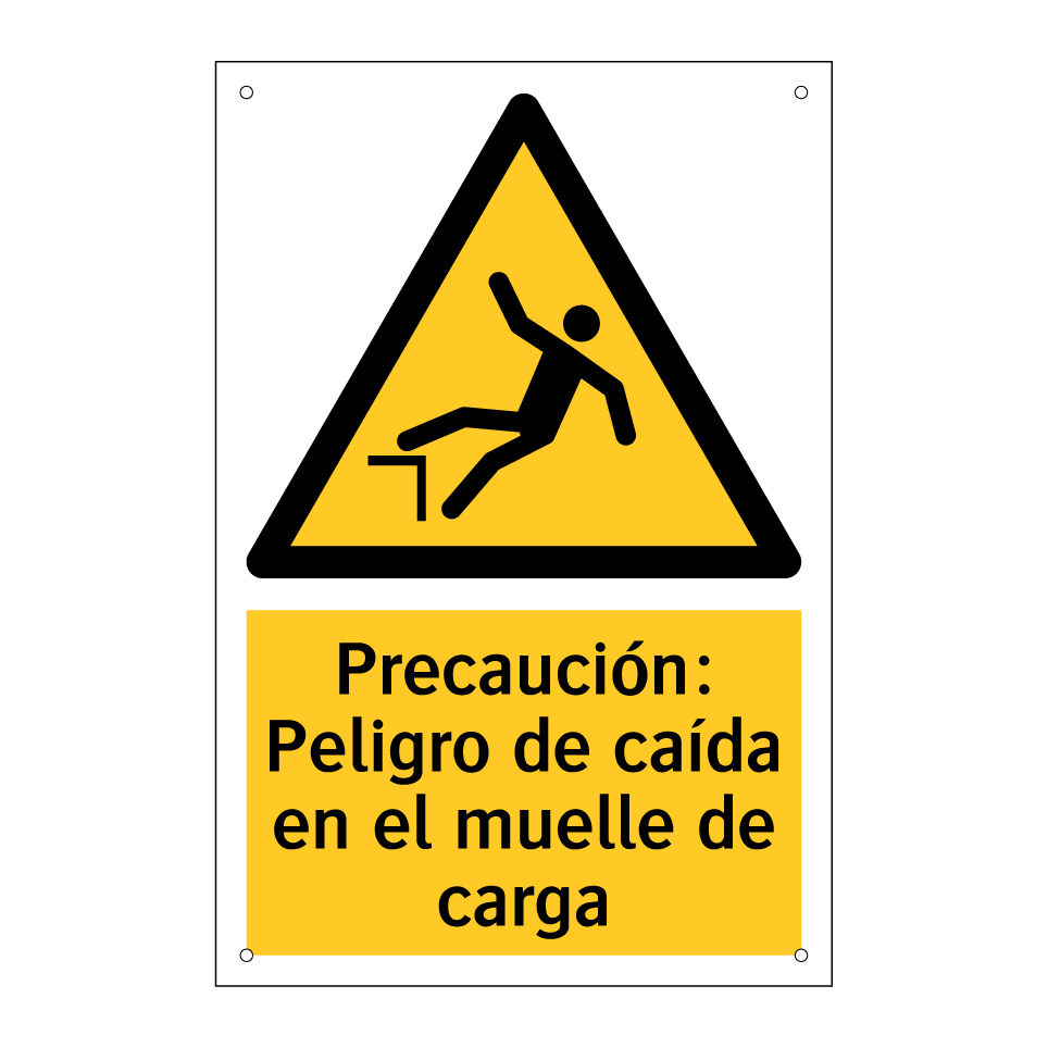 Precaución: Peligro de caída en el muelle de carga