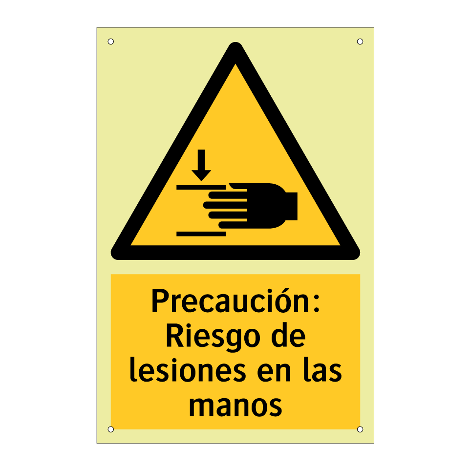 Precaución: Riesgo de lesiones en las manos