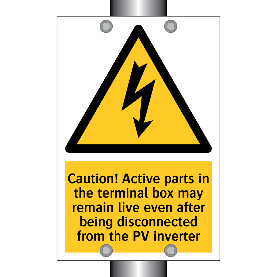 Caution! Active parts in the terminal box may remain live even after being disconnected from the PV inverter