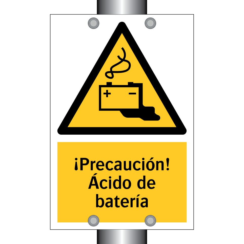 ¡Precaución! Ácido de batería